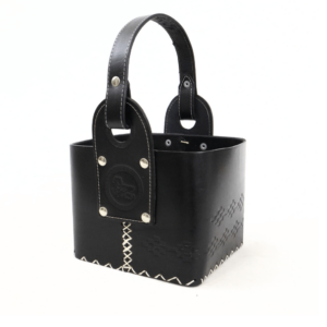 Canasta Cuero Premium Marron y Negra