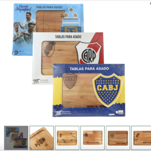 Tabla Asado Grande – FÚTBOL LICENCIA OFICIAL 47cm de ancho x 34cm de alto x 2cm de espesor.